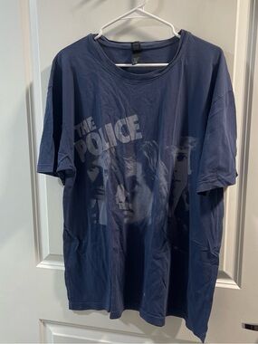 Alternative Blue The Police Face Graphic Tee Have One Spot